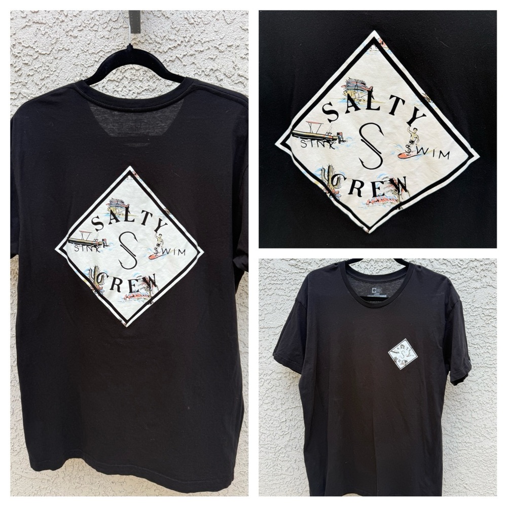 Salty Crew Black Graphic T-Shirt Size L